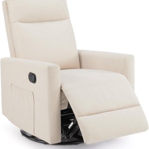 Sweetcrispy Mecedora giratoria, sillón reclinable deslizante, silla de guardería con reposapiés extra grande para sala de estar, respaldo alto, Sweetcrispy Mecedora giratoria, sillón reclinable deslizante, silla de guardería con reposapiés extra grande para sala de estar, respaldo alto,