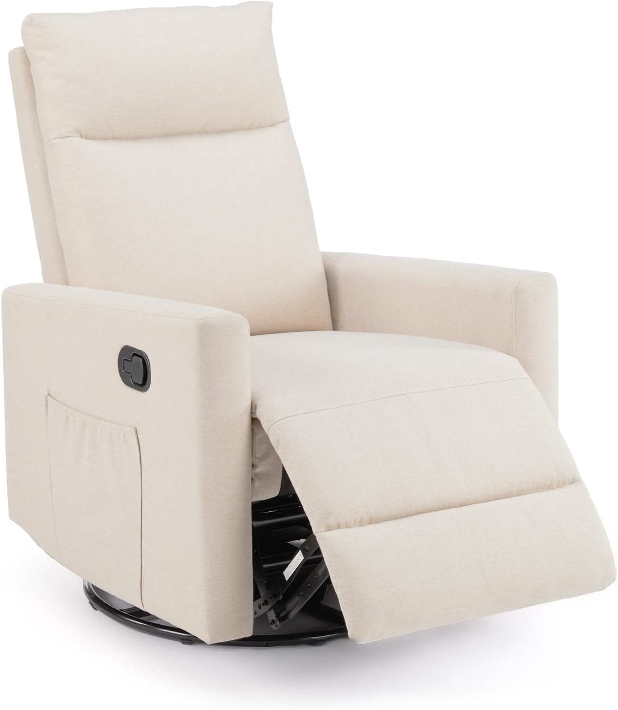 Sweetcrispy Mecedora giratoria, sillón reclinable deslizante, silla de guardería con reposapiés extra grande para sala de estar, respaldo alto,