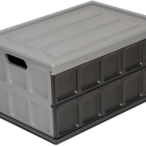 Glad Contenedor de almacenamiento plegable con tapa, caja de plástico plegable de 48 litros para garaje, maletero de coche y organización, Glad Contenedor de almacenamiento plegable con tapa, caja de plástico plegable de 48 litros para garaje, maletero de coche y organización,