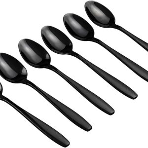 12 cucharaditas negras, cucharas pequeñas de acero inoxidable 12 cucharaditas negras, cucharas pequeñas de acero inoxidable