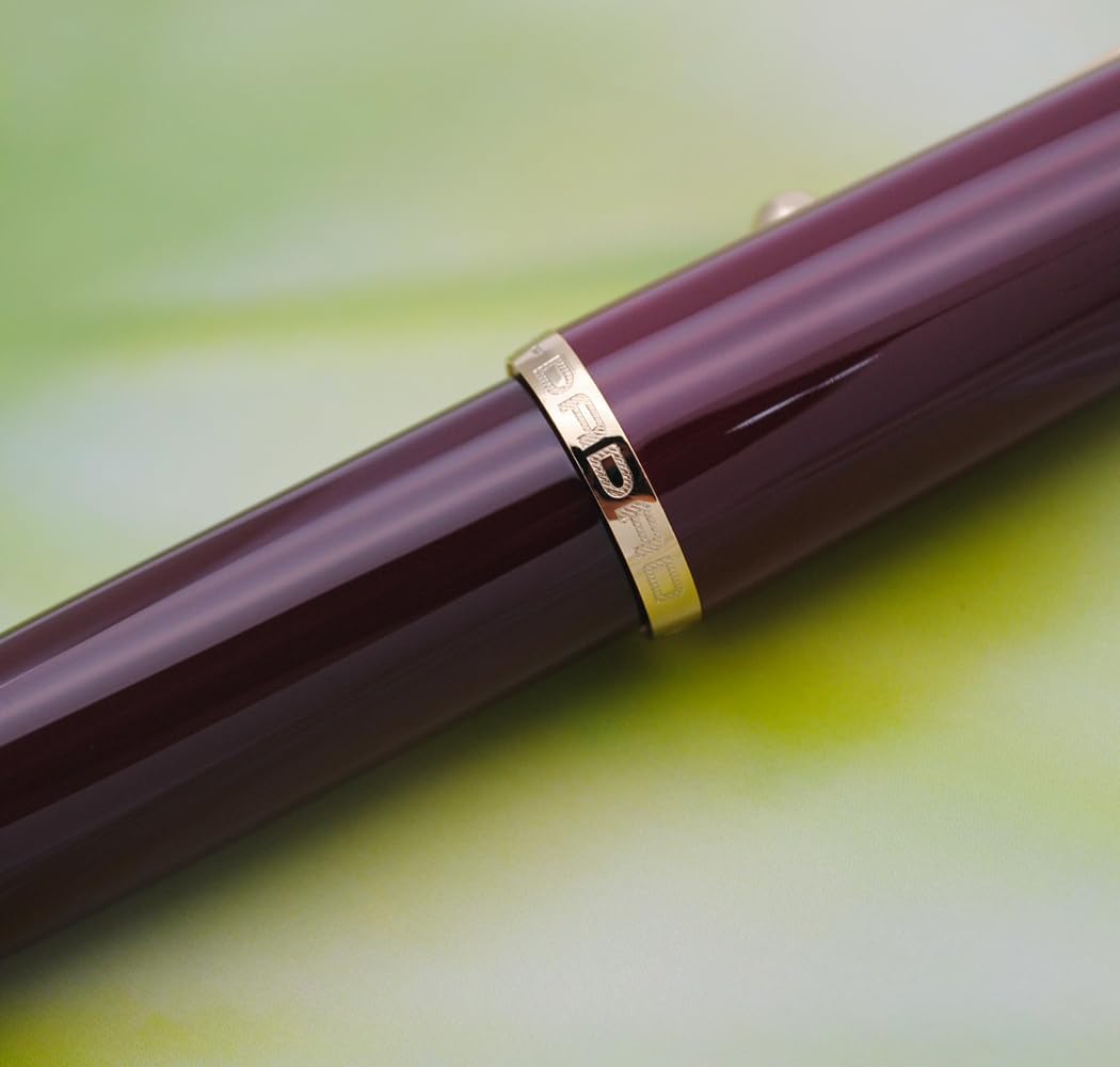 JINHAO 9019 – Pluma estilográfica Dadao Series con convertidor de tinta de alta capacidad (color rojo vino, punta fina de 0.020 in)