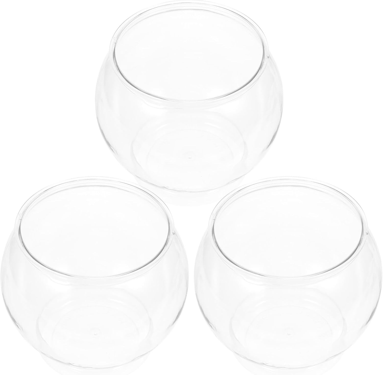 Alipis 3 peceras de plástico, color oro transparente, inastillable, pequeño, para acuario, redondo, multiusos, para pecera, beber, soporte para