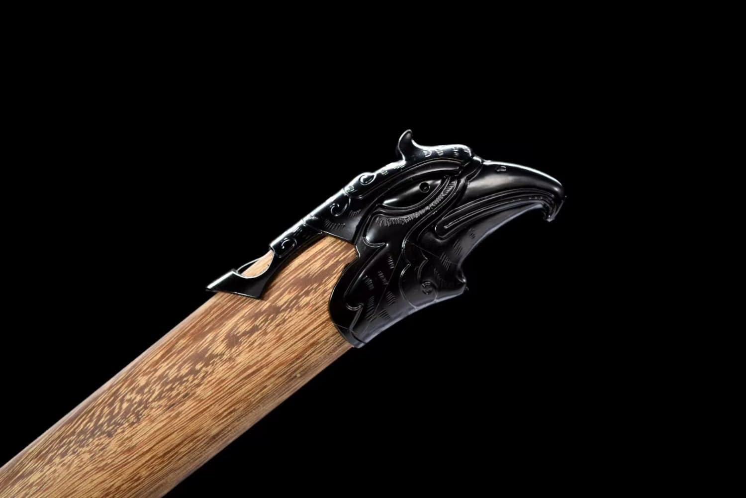 Espada de águila china real, espada ancha (hoja de acero forjada de alto carbono, accesorios de aleación, vaina de palisandro)