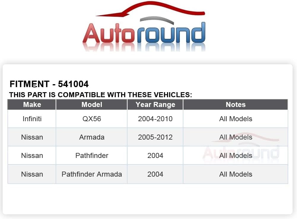 Autoround 541004 Par de bujes de rueda trasera y cojinete para Nissan Pathfinder Armada 05-13, Infiniti QX56 04-11, 6 lengüetas con ABS