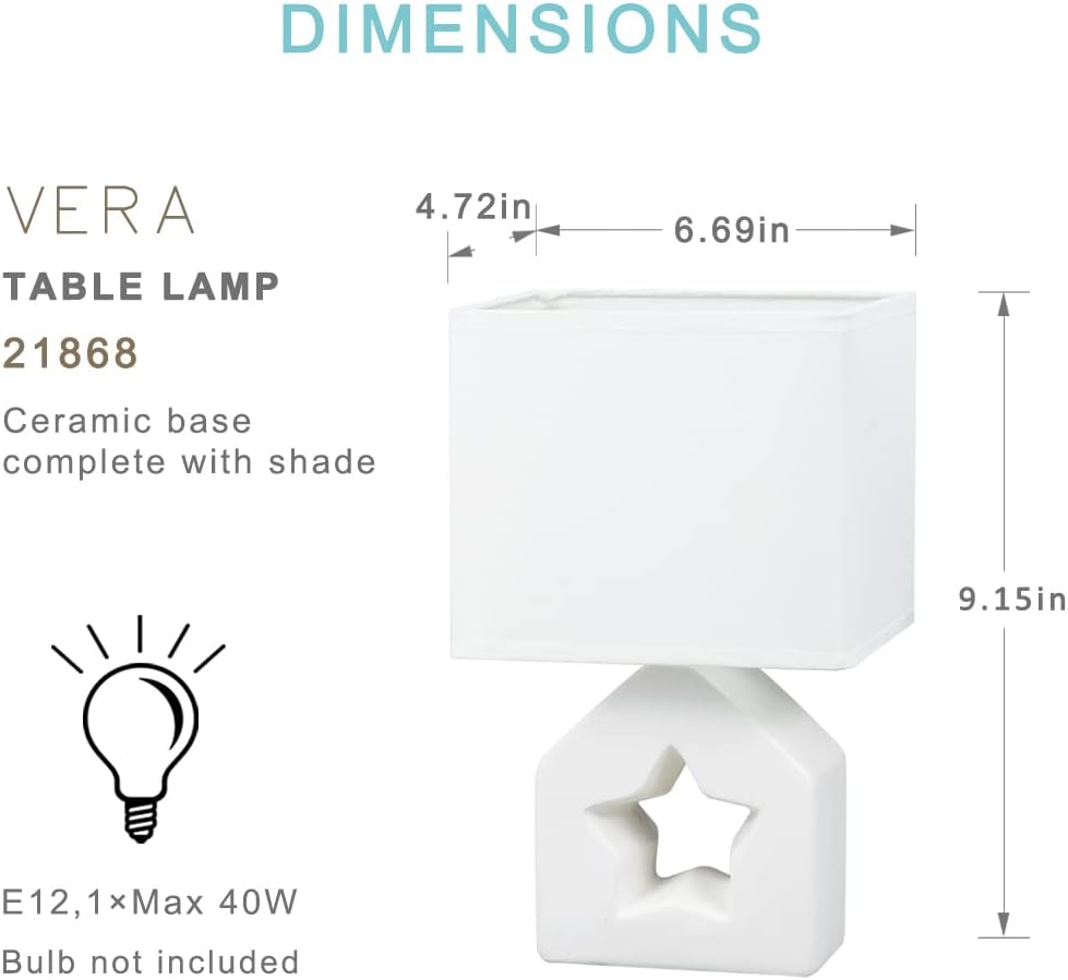 Lampwell Vera – Lámpara de mesa pequeña para sala de estar como lámpara de mesita de noche para dormitorio, lámpara de mesa moderna de cerámica,
