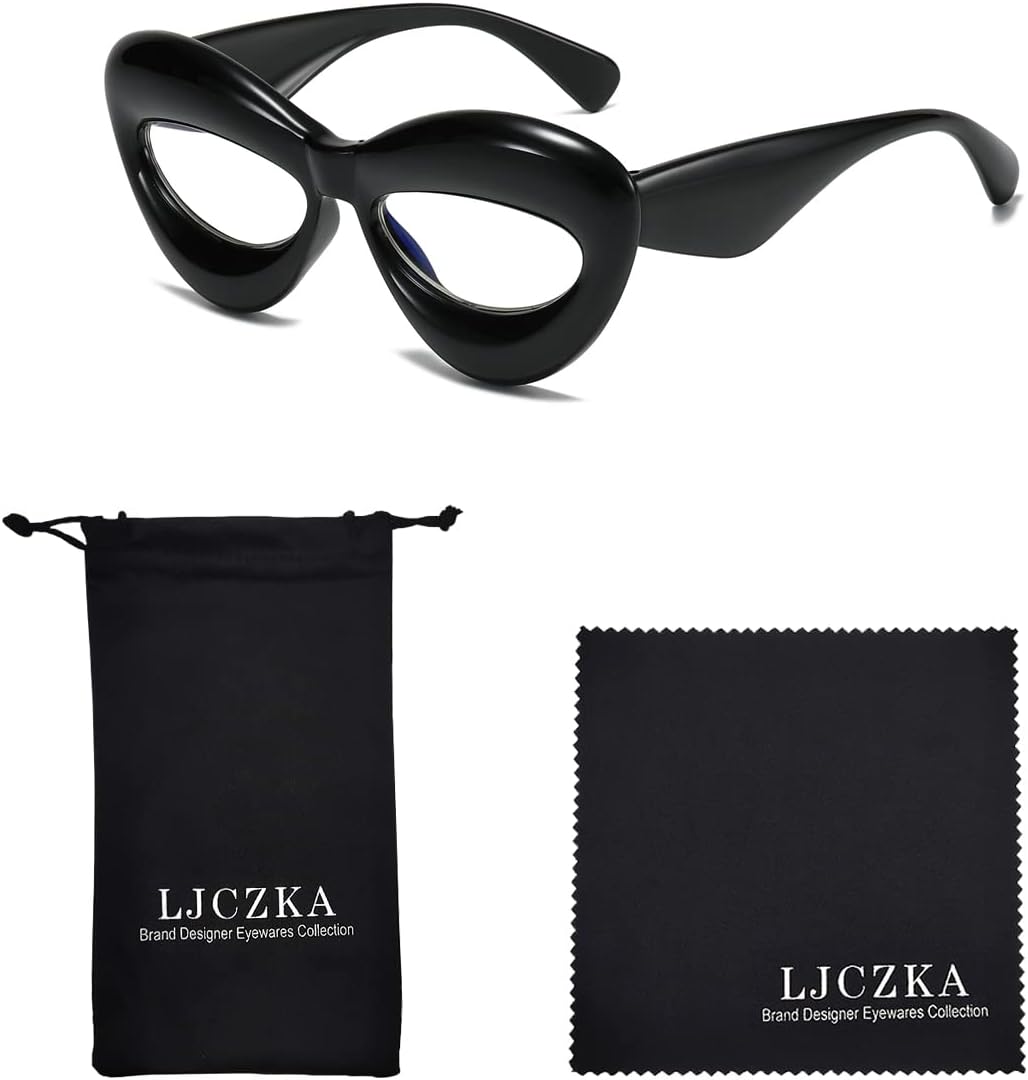 Gafas de ojo de gato con luz azul  Gafas de gran tamaño Y2K anti fatiga ocular para juegos de computadora, gafas de marco transparente para labios
