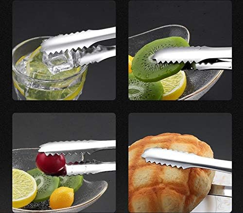 Pinzas de cocina de acero inoxidable plateado de 7 pulgadas para cocinar a la parrilla con bloqueo de alimentos, utensilios, pinzas de alimentos