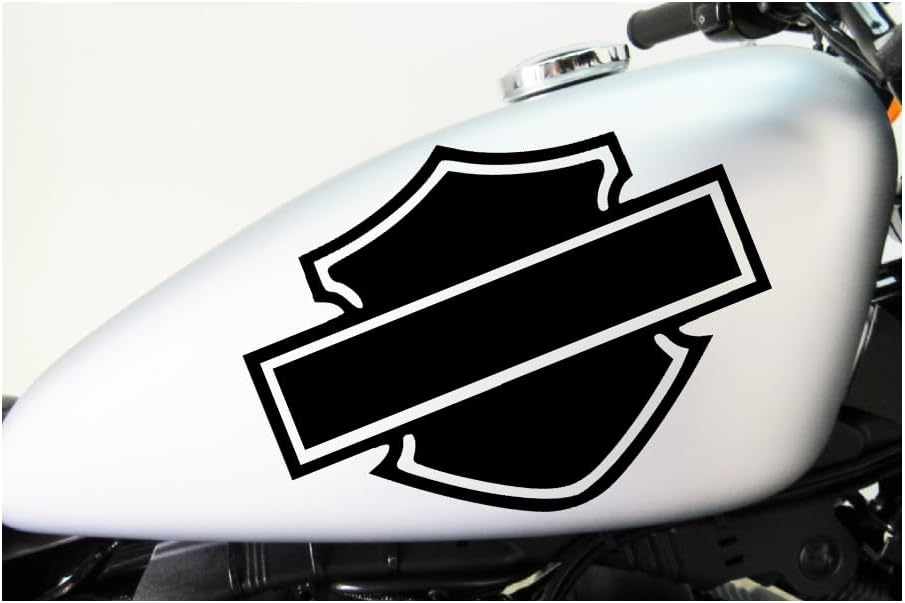 Calcomanía de vinilo para automóvil, diseño de barra y escudo #3 para motocicleta, Harley Moto Club Biker (ancho 3 pulgadas, negro)