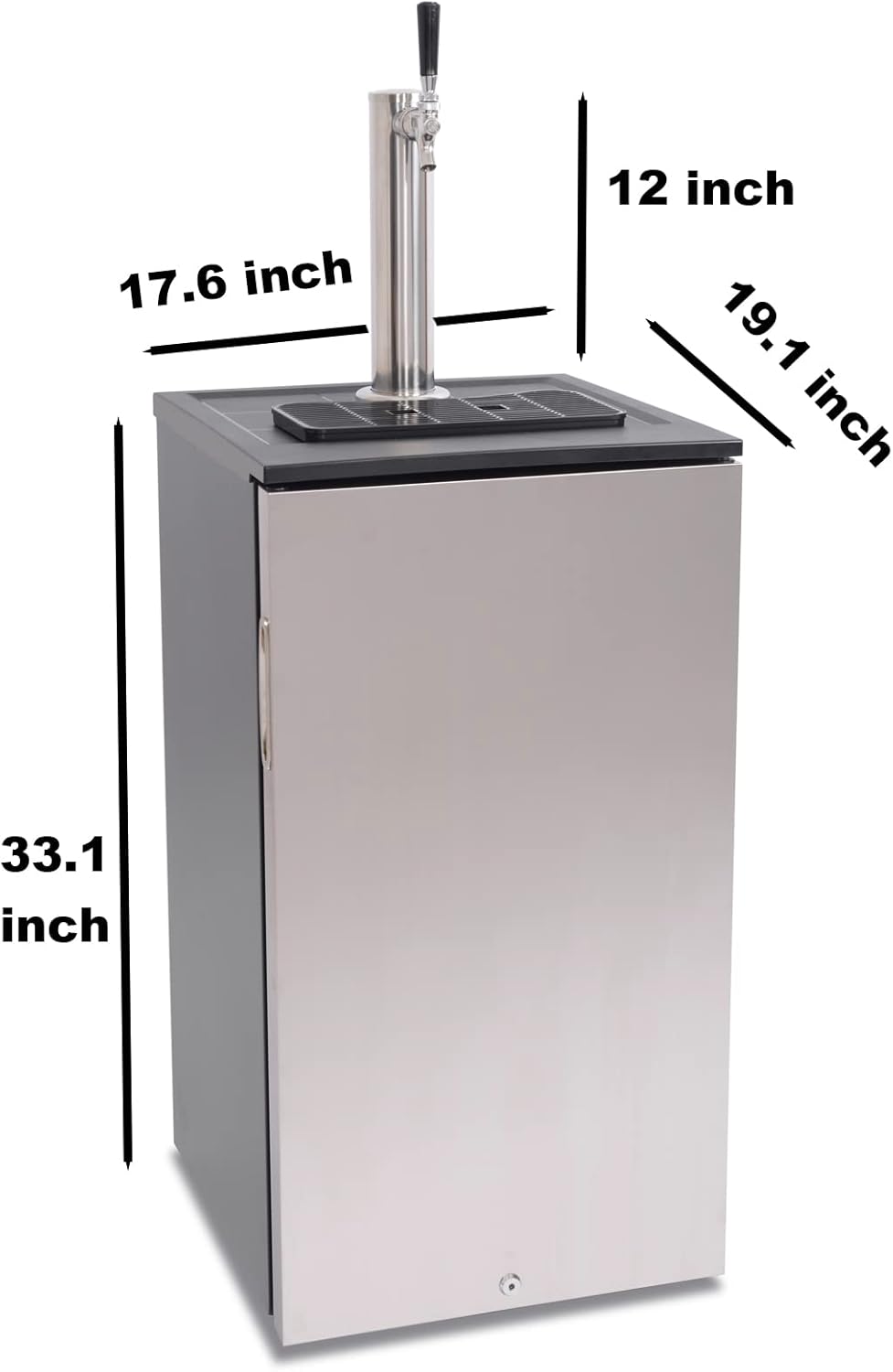 BHTOP Kegerator, dispensador de cerveza de barril, enfriador de bebidas de acero inoxidable, cilindro de CO2 montado, control de temperatura,