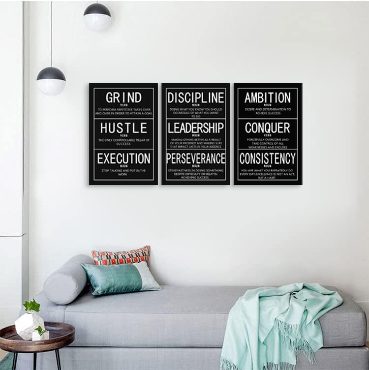 3 paneles de lienzo motivacional para pared, con citas inspiradoras de emprendedores, póster impreso, cuadro inspirador, enmarcado, hogar, oficina,
