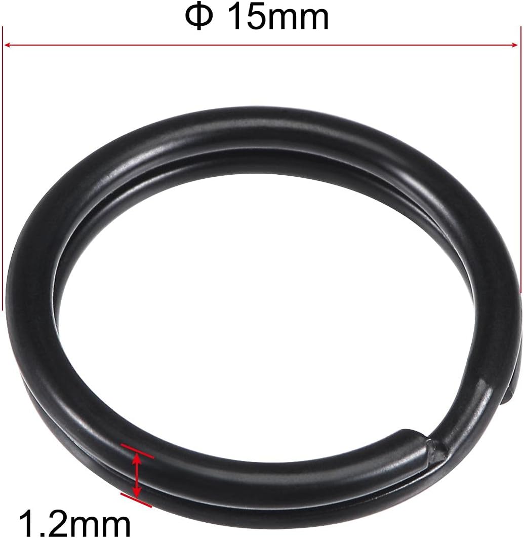 uxcell Llaveros divididos de 0.59 pulgadas (0.591 in), conector abierto para bolso con cremallera, pintura electroforética, paquete de 20