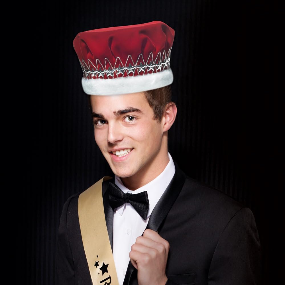 Anderson’s Majestic – Coronas de terciopelo King con banda de estrella, 6 pulgadas, corona para hombre, baile de graduación, regreso a casa, realeza