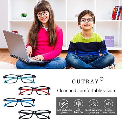 Outray Gafas de bloqueo de luz azul para adolescentes, antifatiga ocular, protección UV, gafas para juegos de computadora de 7 a 15 años