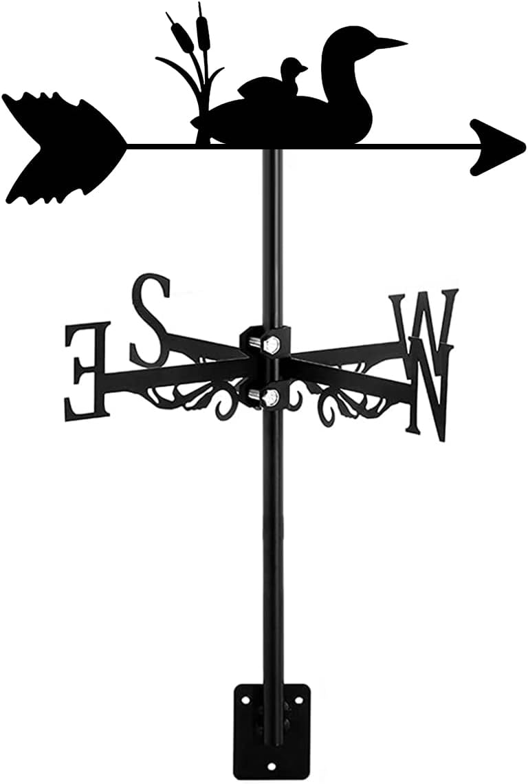 Exquisito adorno de metal con forma de veleta de viento de animales y bebés, adorno de silueta de metal negro, veleta para jardín al aire libre,