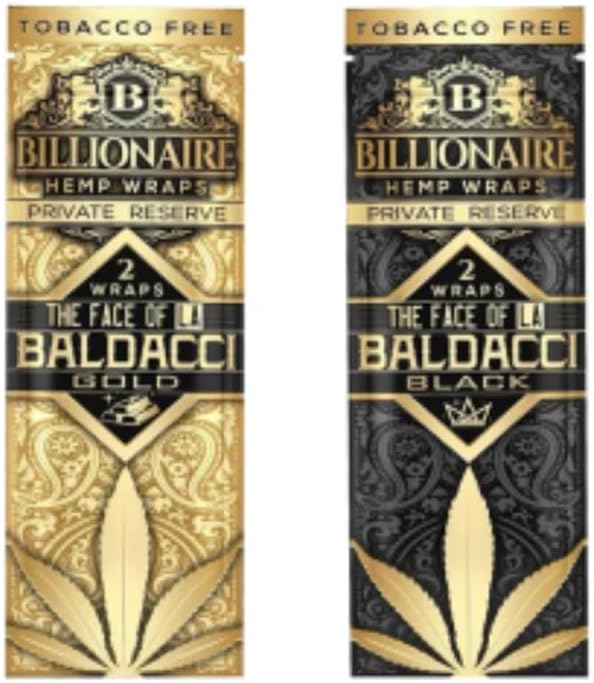 Billionaire – Envolturas de cáñamo natural de cáñamo  Baldacci Gold  Sabor Fruit of the Gods  2 envolturas por paquete  25 unidades  50 envolturas