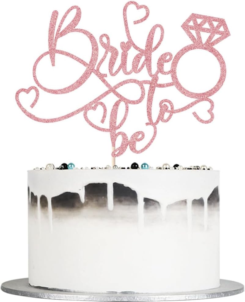 Bride to Be – Decoración para tartas con purpurina, decoración de fiesta de compromiso (oro rosa 1)