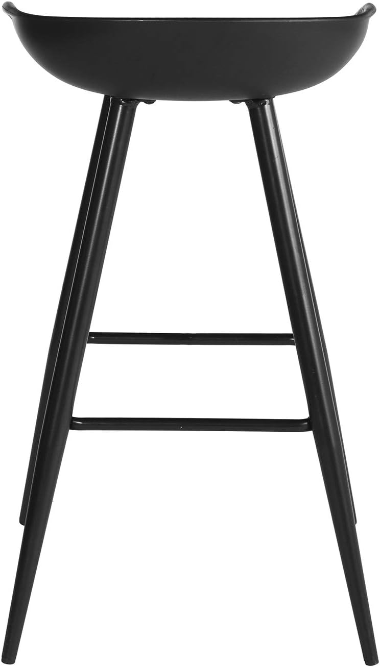 Set of 2 Bar Stools, 32.3-inch Simple Modern Style High Counter Stool with Low Backrest & Footrest & Metal Legs & PP Seat, Portable Barstools for