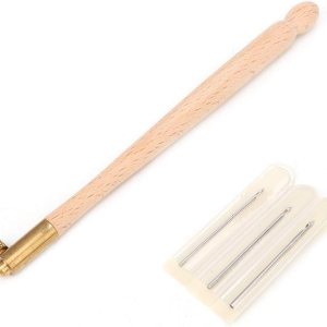 Juego de agujas de bordado de ganchillo, estilo francés, con mango de madera, herramientas de bordado de cuentas con 3 cabezales de agujas Juego de agujas de bordado de ganchillo, estilo francés, con mango de madera, herramientas de bordado de cuentas con 3 cabezales de agujas