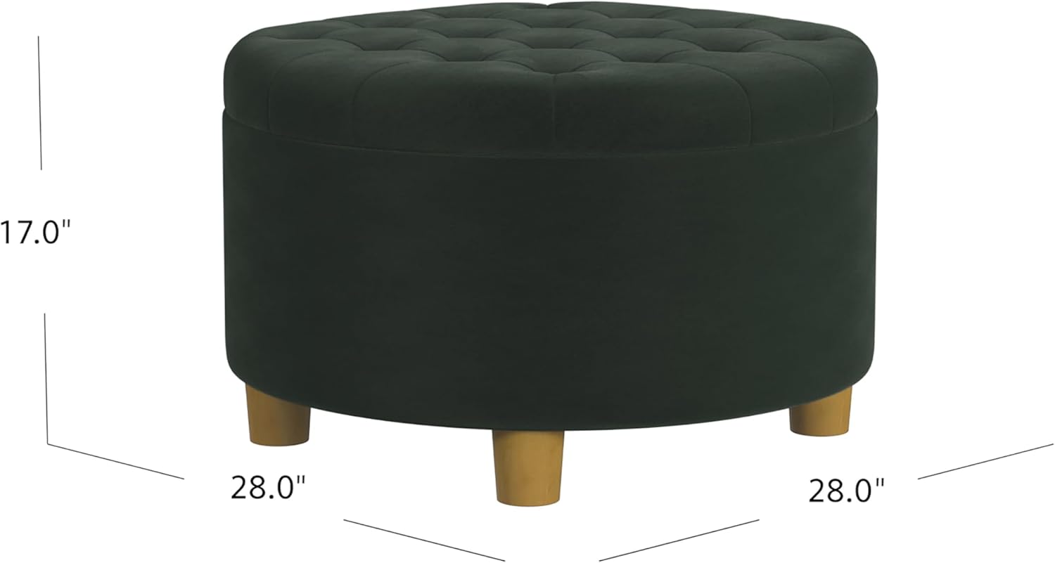 HomePop Decoración del hogar  Otomana redonda de terciopelo copetudo grande con botones  Otomana con almacenamiento para sala de estar y dormitorio,