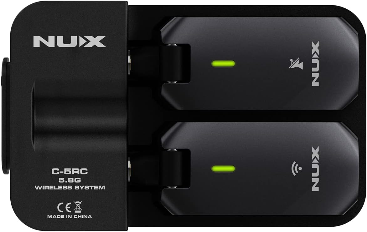 NUX C-5RC 5.8GHz Sistema de guitarra inalámbrica para guitarra activa o pasiva, estuche de carga incluido, receptor transmisor inalámbrico de