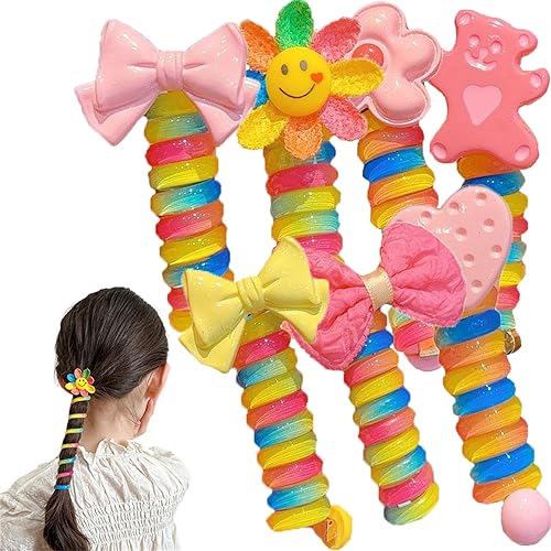 Bandas de pelo de alambre de teléfono coloridas para niños, bandas trenzadas de alambre de teléfono, lazos de pelo en espiral, cable de teléfono