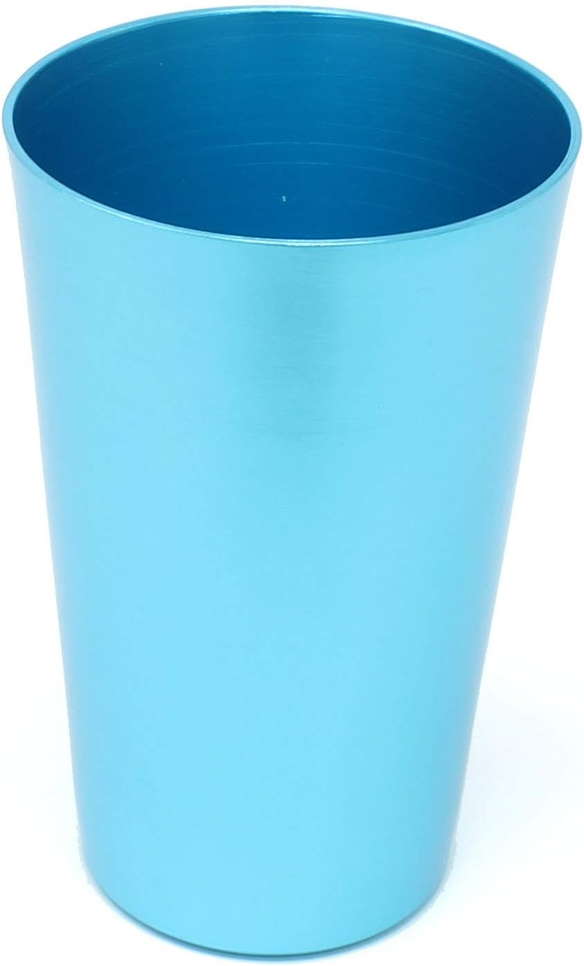 Vaso de aluminio reutilizable de 16 onzas, color anodizado brillante, juego de 6, color aguamarina