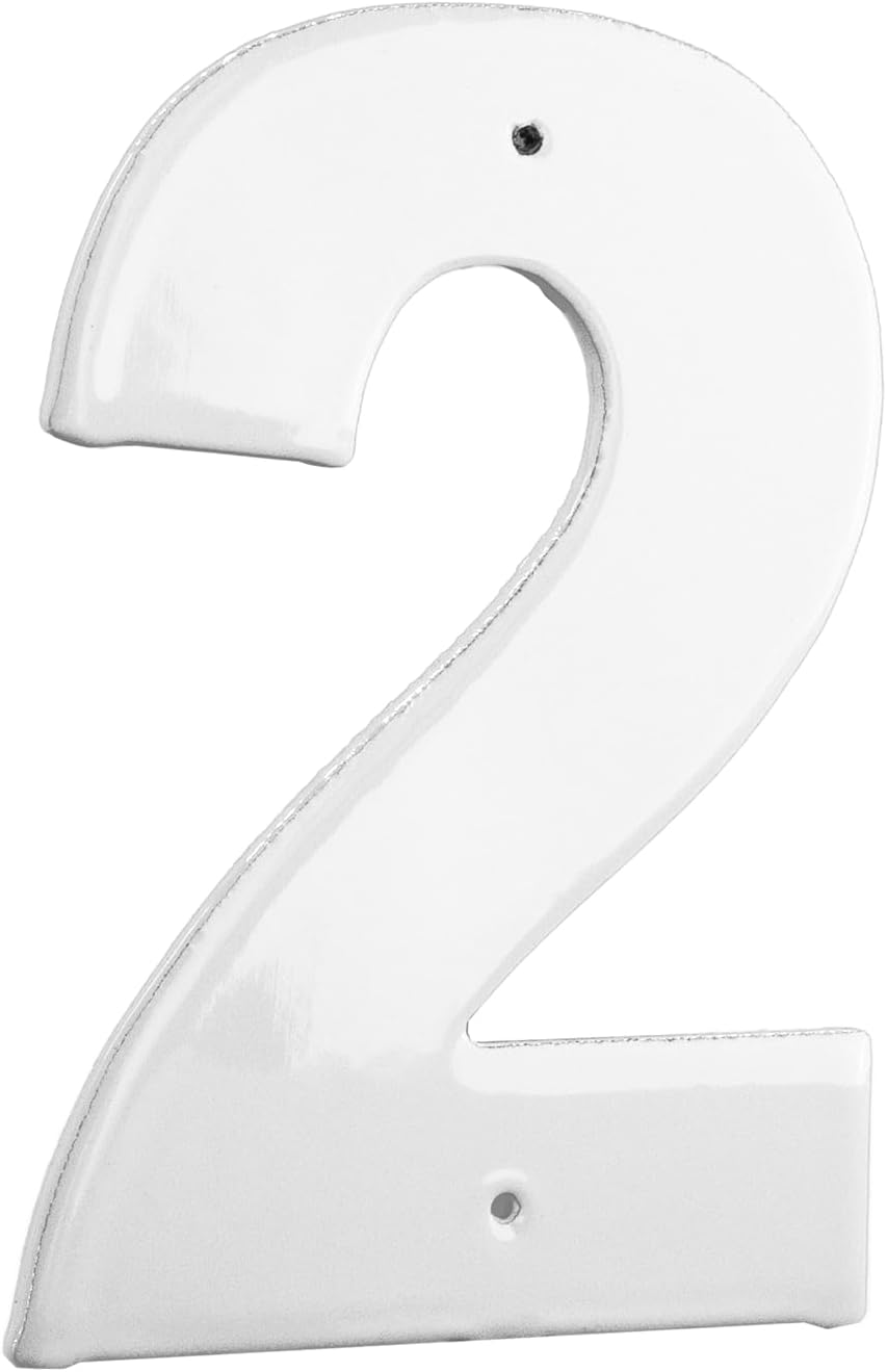 Montague Metal Products HHN-10-W-2 Placa de aluminio para exteriores de 10 pulgadas, mediana, números de casa blanca