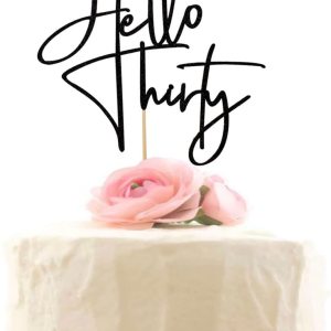 Hello Thirty – Decoración para tartas, decoración de fiesta de 30 cumpleaños, purpurina negra Hello Thirty – Decoración para tartas, decoración de fiesta de 30 cumpleaños, purpurina negra