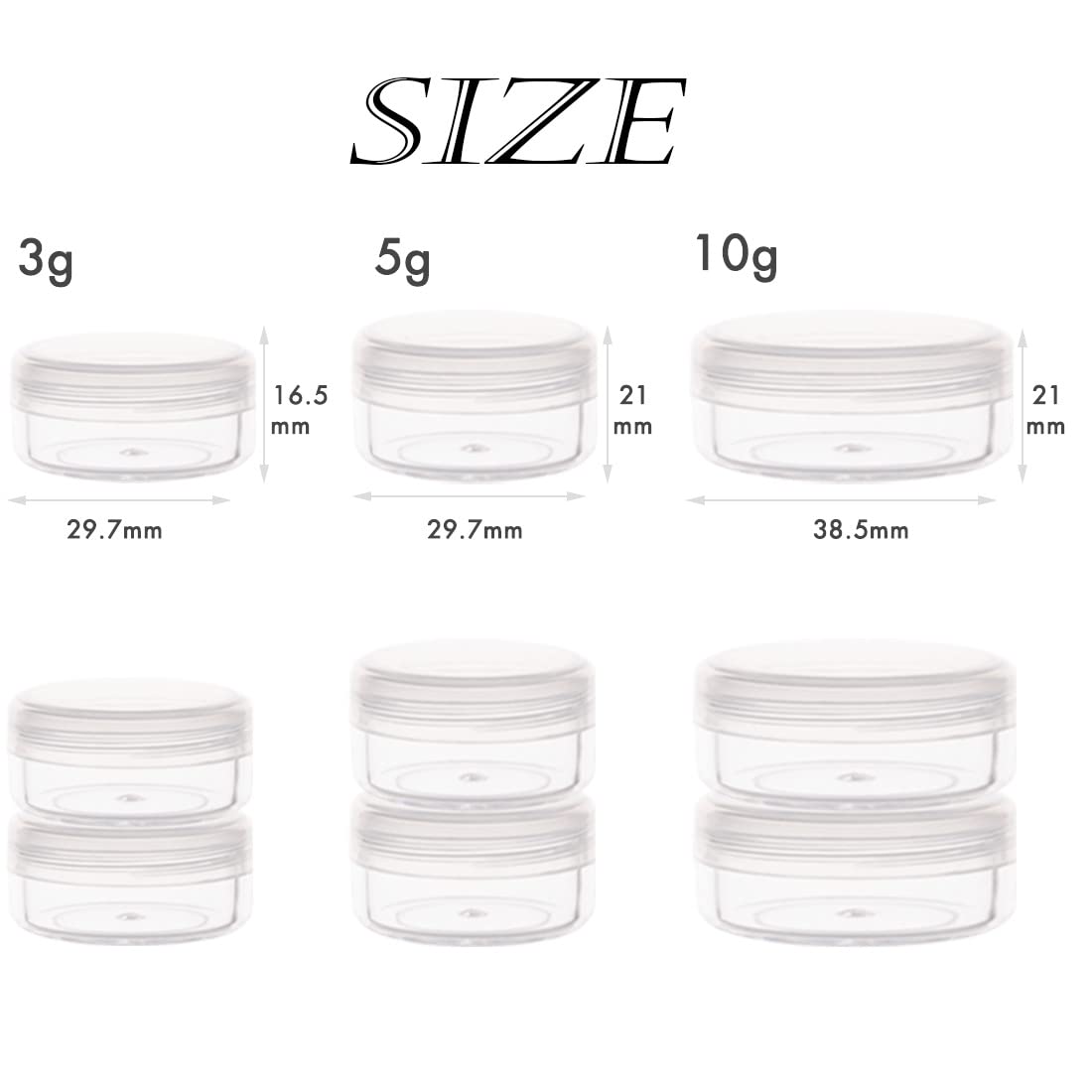 Contenedores de cosméticos con tapas, tarros de loción de plástico, tarros para muestras, con tapa rosa, 0.2oz, 25 unidades, Tarro de 3 gramos.,