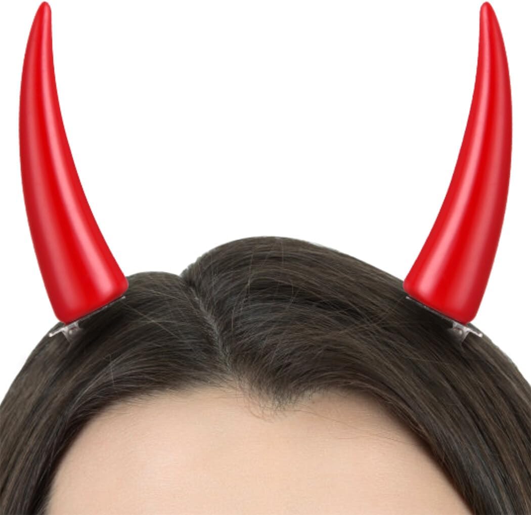 COYLINK Power Cosplay Hornos Clip de pelo Anime Cosplay Cuernos Accesorios Rojo PVC Headwear Pasadores Unisex Cabello Accesorio