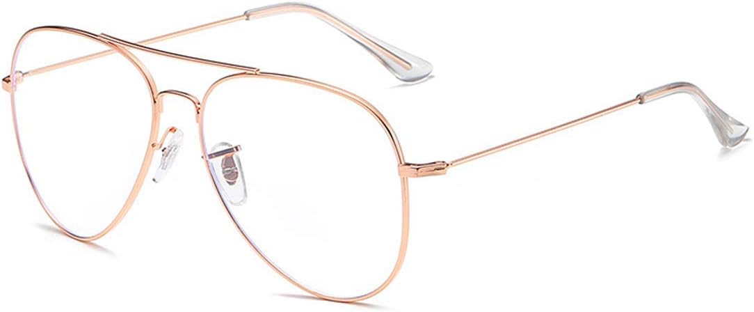 Dollger Lentes de bloqueo de luz azul, lentes clásicos de aviador con marco de metal, anti rayos azules para juegos de computadora