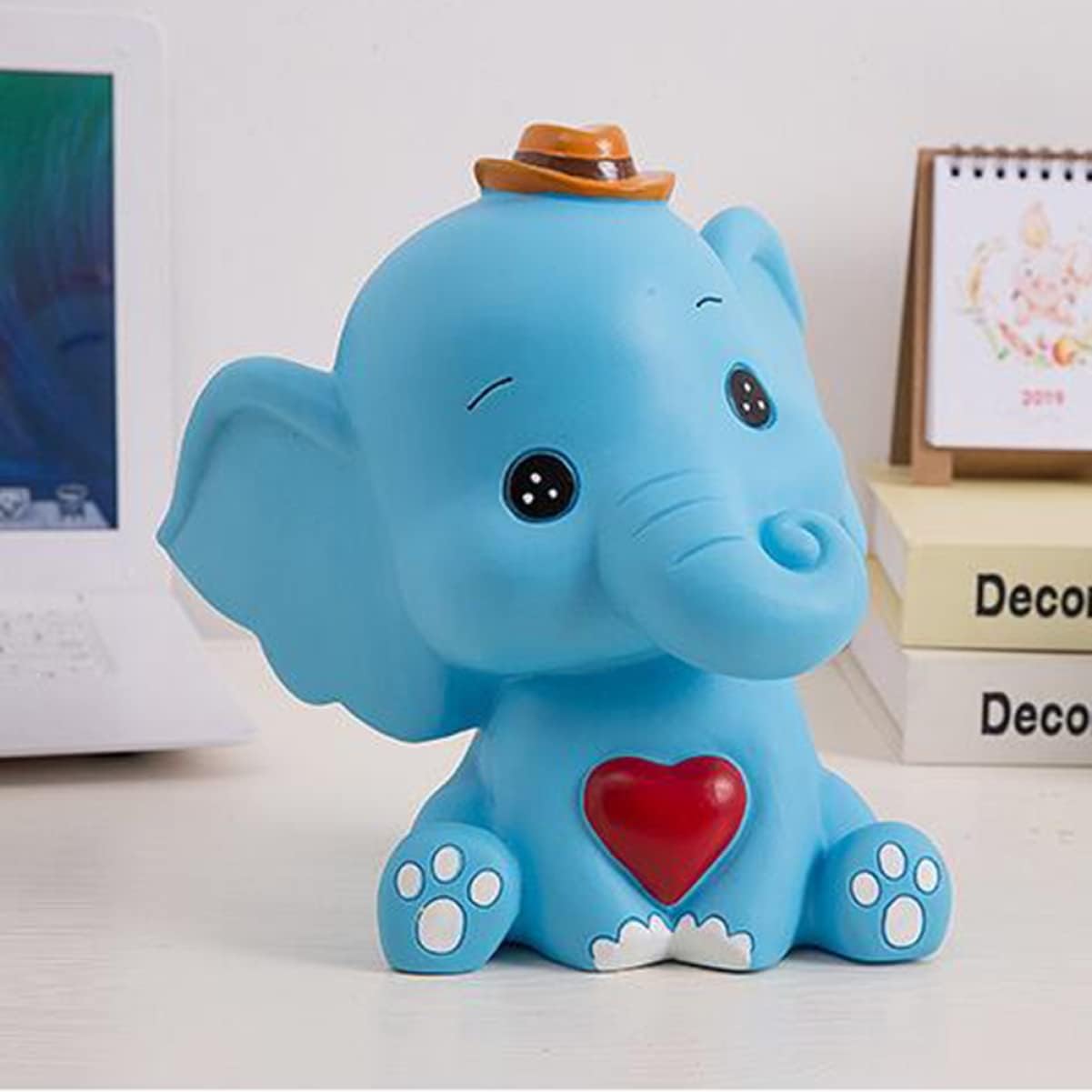 Operitacx Hucha de plástico con forma de elefante de almacenamiento de dibujos animados olla de almacenamiento de dinero en forma de elefante de
