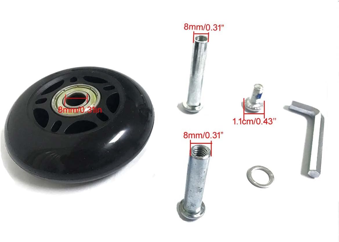 2 ruedas de repuesto para maletas de equipaje, 50647075843.543 in ruedas de goma en línea con kits de reparación de rodamientos ABEC-7 608ZZ de