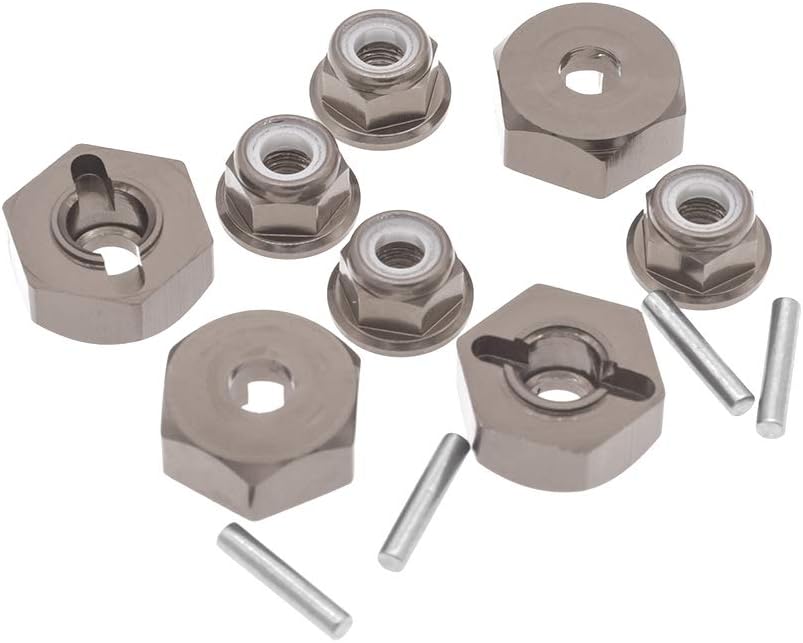 GTHELE Adaptador de cubo de transmisión hexagonal de rueda de aluminio de 0.472 in (4P) y contratuerca M4 (4P) Piezas de automóvil modelo RC