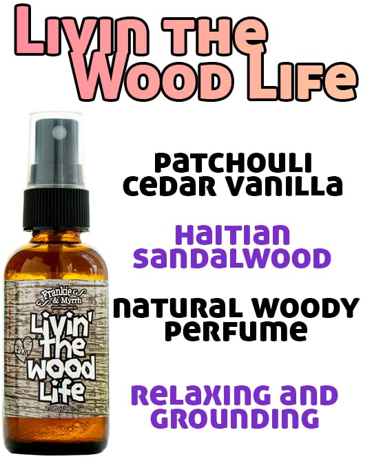 Frankie & Myrrh Livin’ The Wood Life Spray de aromaterapia – Pachulí, vainilla, sándalo, cedro. Aceite esencial de relajación y meditación. Aceites