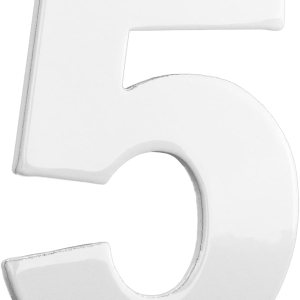 Montague Metal Products Placa de aluminio para exteriores con número 5 de 8 pulgadas, tamaño mediano, color blanco Montague Metal Products Placa de aluminio para exteriores con número 5 de 8 pulgadas, tamaño mediano, color blanco