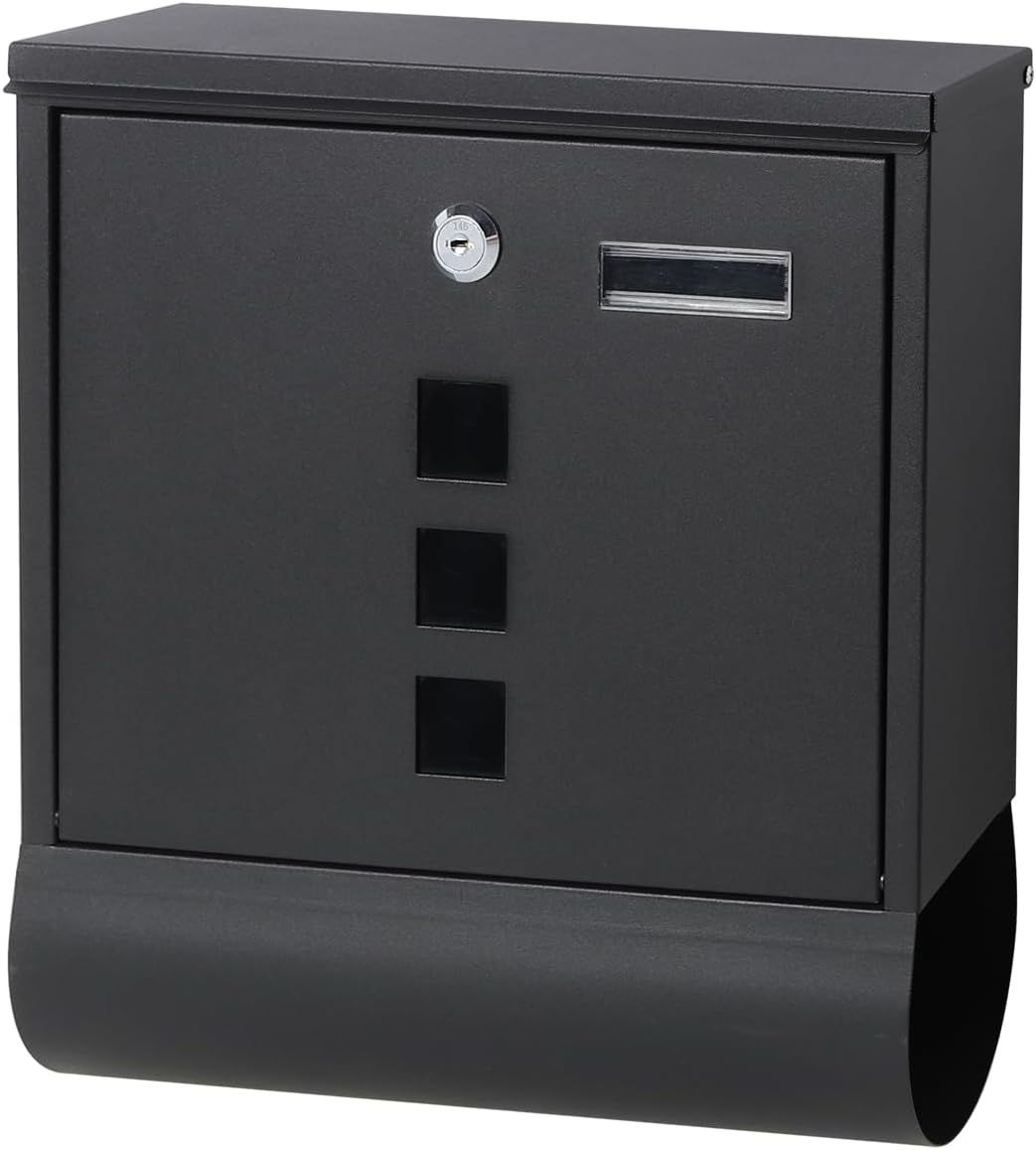 Lovndi – Buzones montados en la pared con cerradura de llave, caja de bloqueo de correo de gran capacidad para exteriores, caja de seguridad (2210