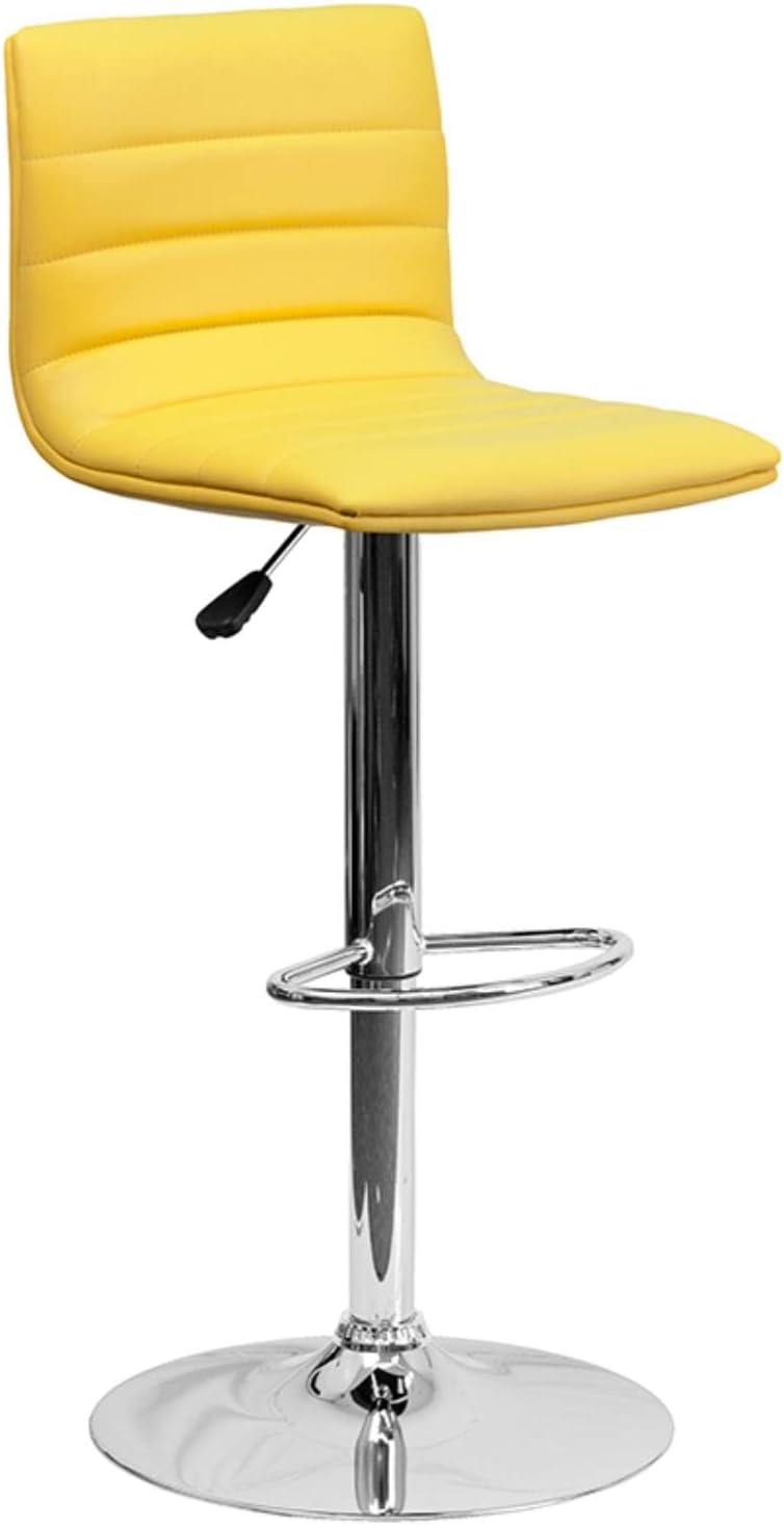 Flash Funiture silla de bar ajustable con base cromada, Vinilo, Amarillo