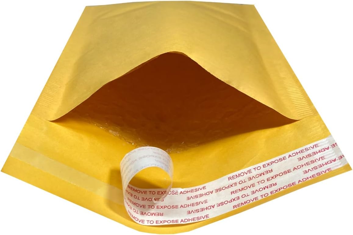 StarBoxes Sobres de burbujas Kraft de 5 x 10 pulgadas, #00, paquete de 250 para envío de piezas de electrodomésticos, amarillos (KBM000510250)