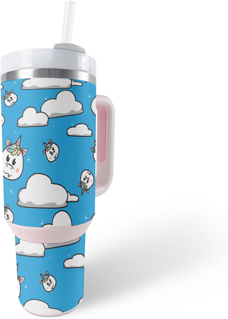 MightySkins Skin – Vaso de vinilo compatible con Stanley The Quencher H2.0 FlowState de 40 onzas, nubes de unicornio, cubierta protectora, duradera