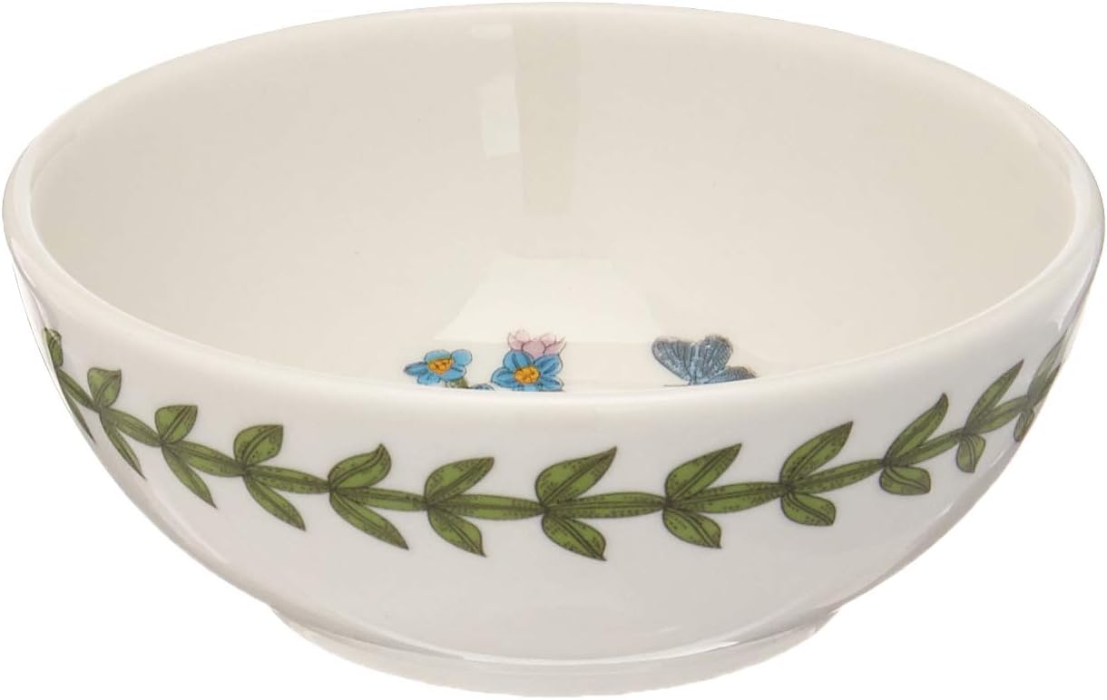 Portmeirion Botanic Garden – Tazón bajo pequeño de 3.75 pulgadas (juego de 4), diseño de “Forget-Me-Not”, porcelana fina, resistente a las astillas,