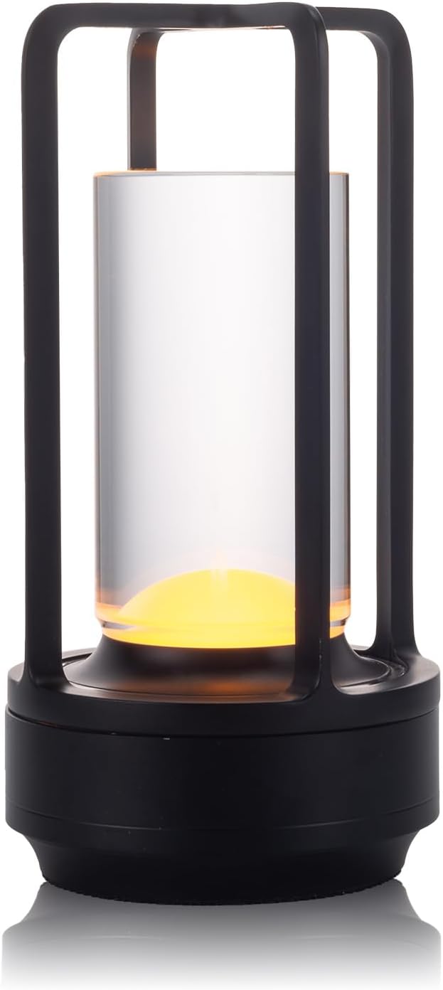 Lámpara de mesa LED portátil inalámbrica, lámpara de escritorio recargable con sensor táctil (2600 mAh), regulable de tres niveles adecuada para