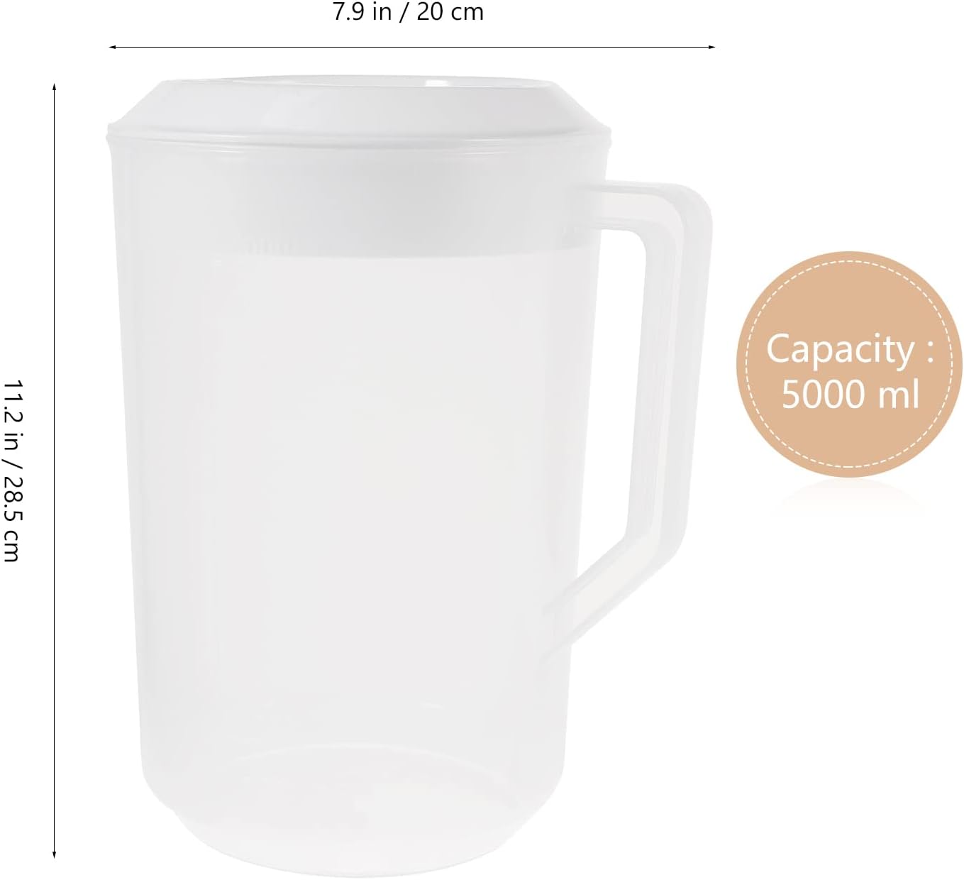 SHERCHPRY Jarra de agua de plástico, jarra de agua de medición con tapas para agua fría, recipientes para té helado, jarra de bebidas para el hogar