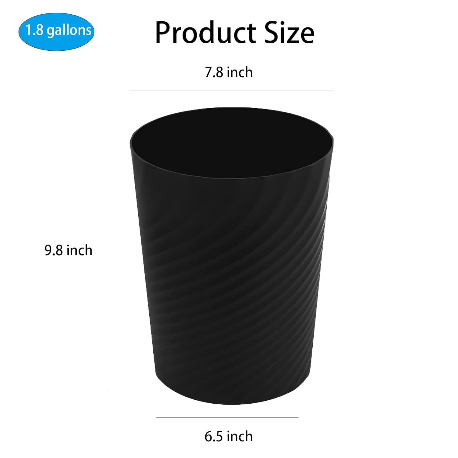 UUJOLY Cubo de basura pequeño de plástico, cesta de basura para baños, lavandería, cocinas, oficinas, habitaciones de niños, dormitorios, 1.8
