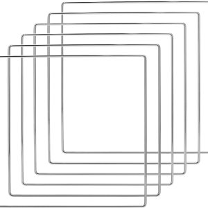 Worown Paquete de 6 coronas cuadradas de metal floral de 12 pulgadas, anillos plateados para atrapasueños para manualidades, corona de Navidad y Worown Paquete de 6 coronas cuadradas de metal floral de 12 pulgadas, anillos plateados para atrapasueños para manualidades, corona de Navidad y