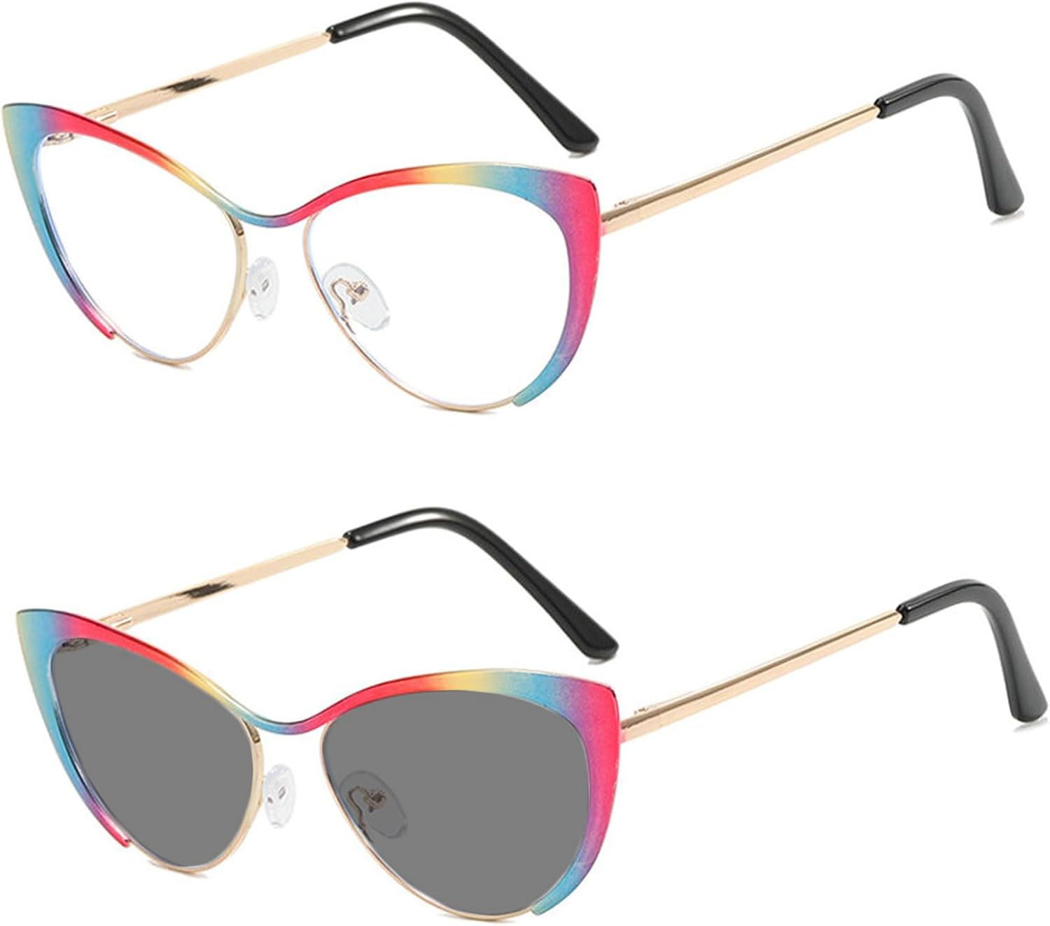 Gafas de lectura bifocales únicas para mujer, transición, fotocromáticas, para computadora, ojo de gato, UV400