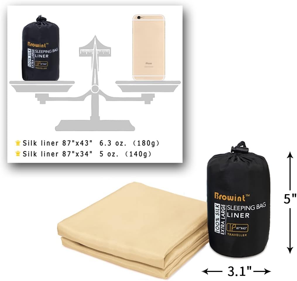 Forro de seda para saco de dormir, saco de dormir de seda, extra ancho de 87 x 43 pulgadas, sábana de viaje ligera para hoteles, más colores para