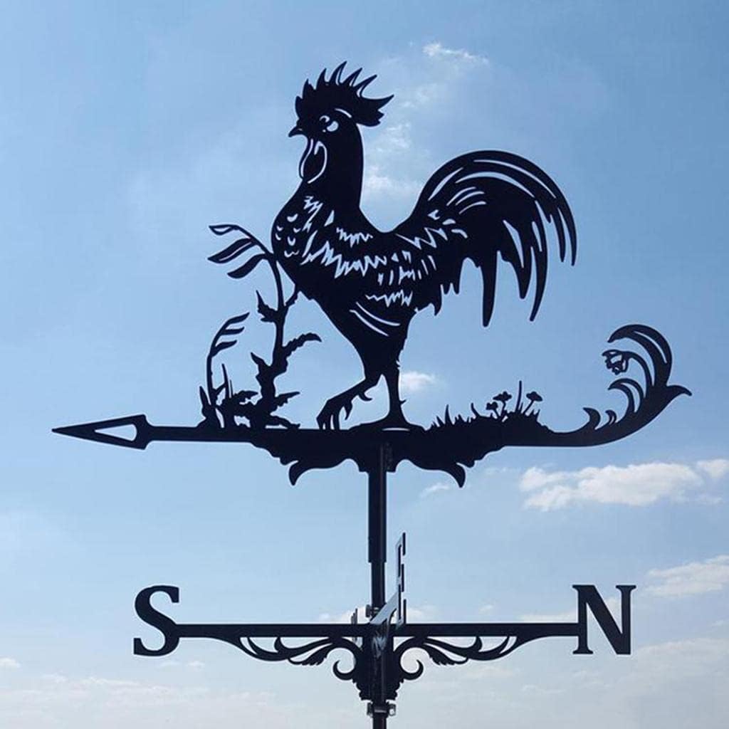 Vana de metal con forma de gallo para montaje en techo, paleta meteorológica al aire libre, para jardín, cobertizo, jardín, patio, decoración