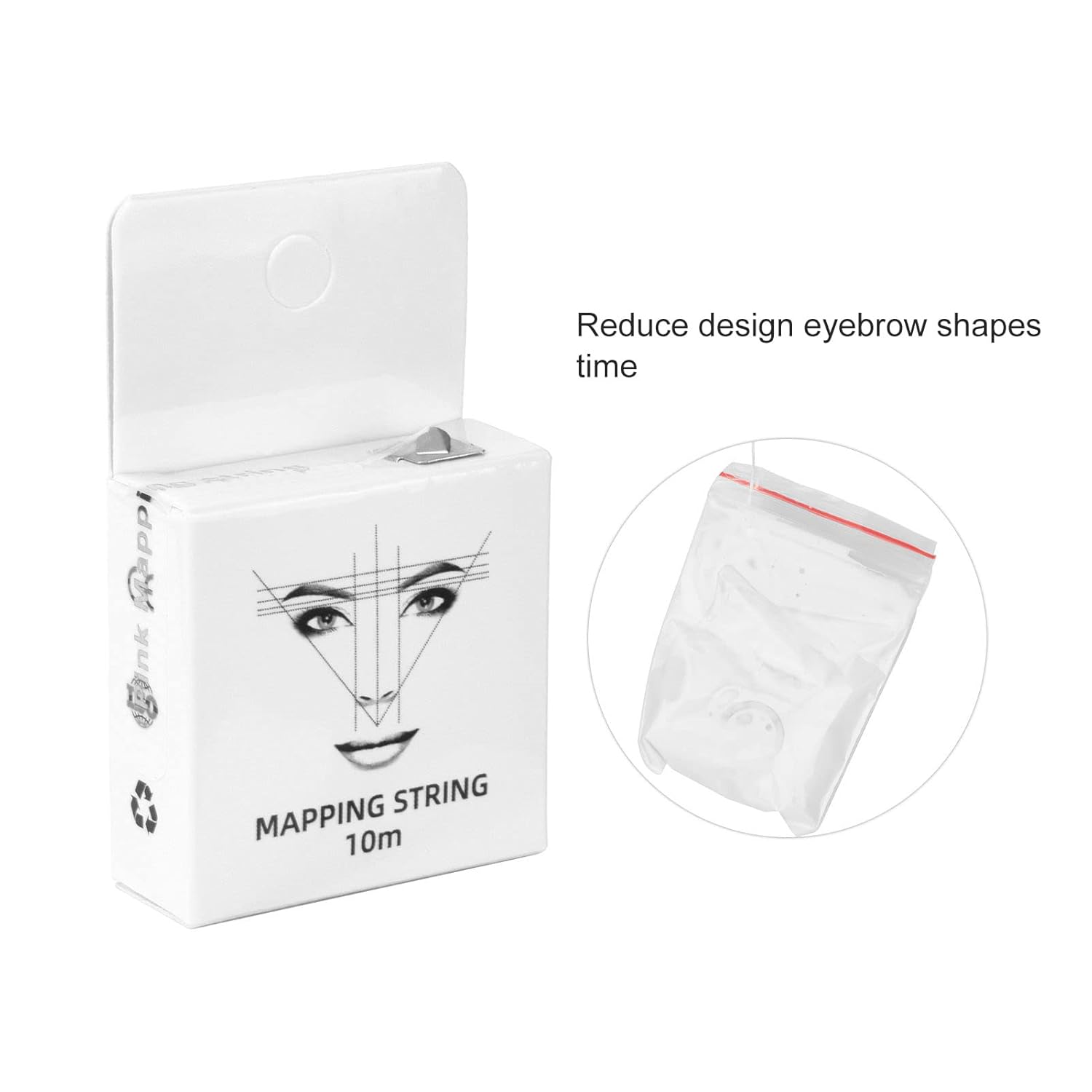3 colores Microblading String Set 32.8ft Brow Design String 0.5 fl oz Hilo de mapeo de cejas preentintado para artistas Microblading Negro Blanco