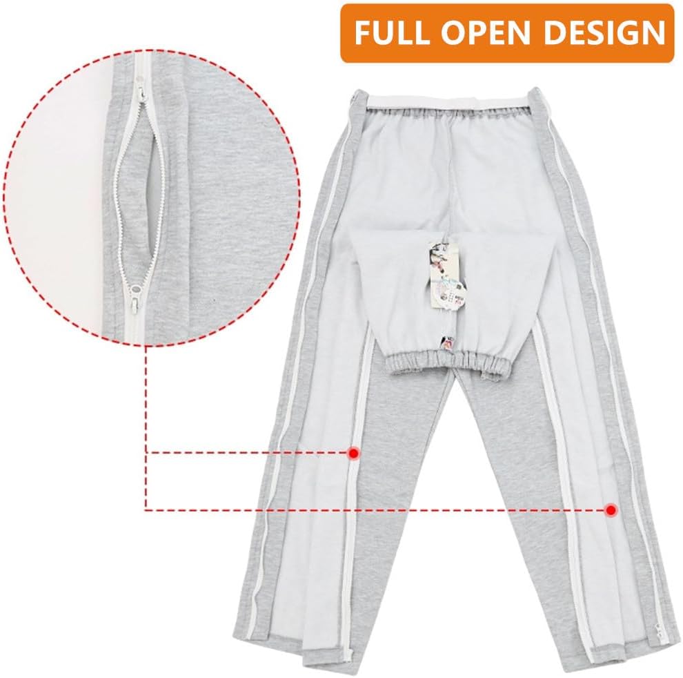WEEOATAR Pantalones unisex para pacientes,Ropa para pacientes postrados en cama,Ropa de discapacidad con cremalleras,Vestidos de hospital Ayuda de